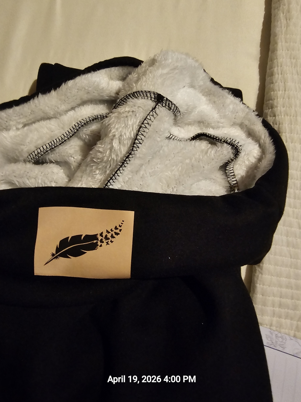 Black with Cream Sherpa Lining Pants For Cold Weather, Snow Tubing, Etc....